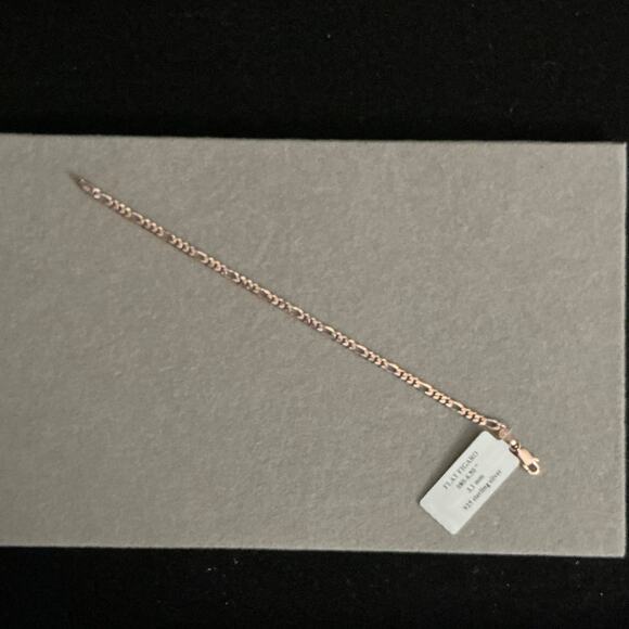 BEAUTIFUL 14k/925 Rose Gold Figaro Bracelet MADE IN ITALY~NEW~Retail $55 - Picture 7 of 7